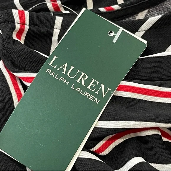 NWT Ralph Lauren Striped Wide-Leg Jumpsuit Black Red White Gold Hardware Size XL - Picture 8 of 10